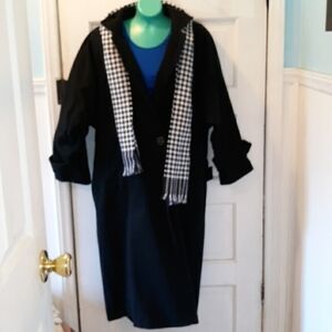 Vintage 1980s Fanfare black trench peacoat